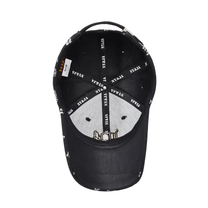 Black Embroidered Baseball Cap with Full Print - Image 11