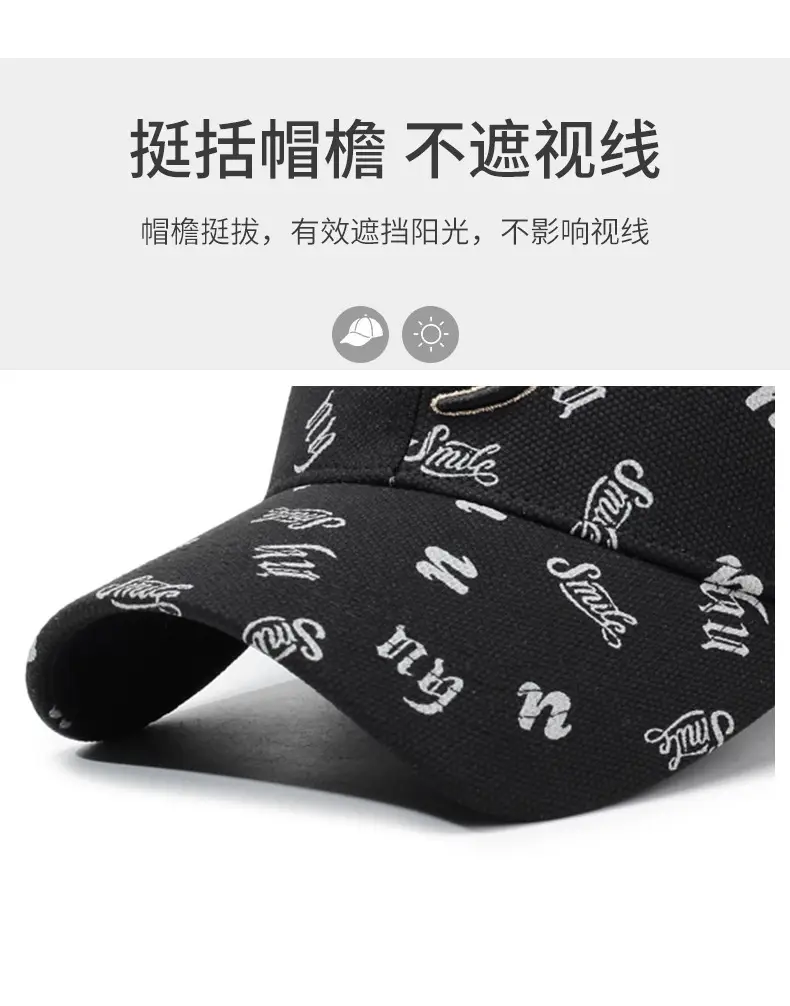 Black Embroidered Baseball Cap with Full Print — feature 2
