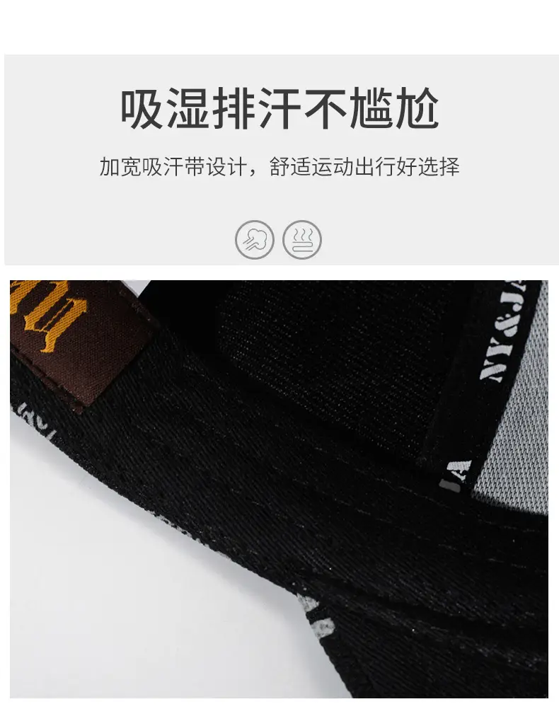 Black Embroidered Baseball Cap with Full Print — feature 3