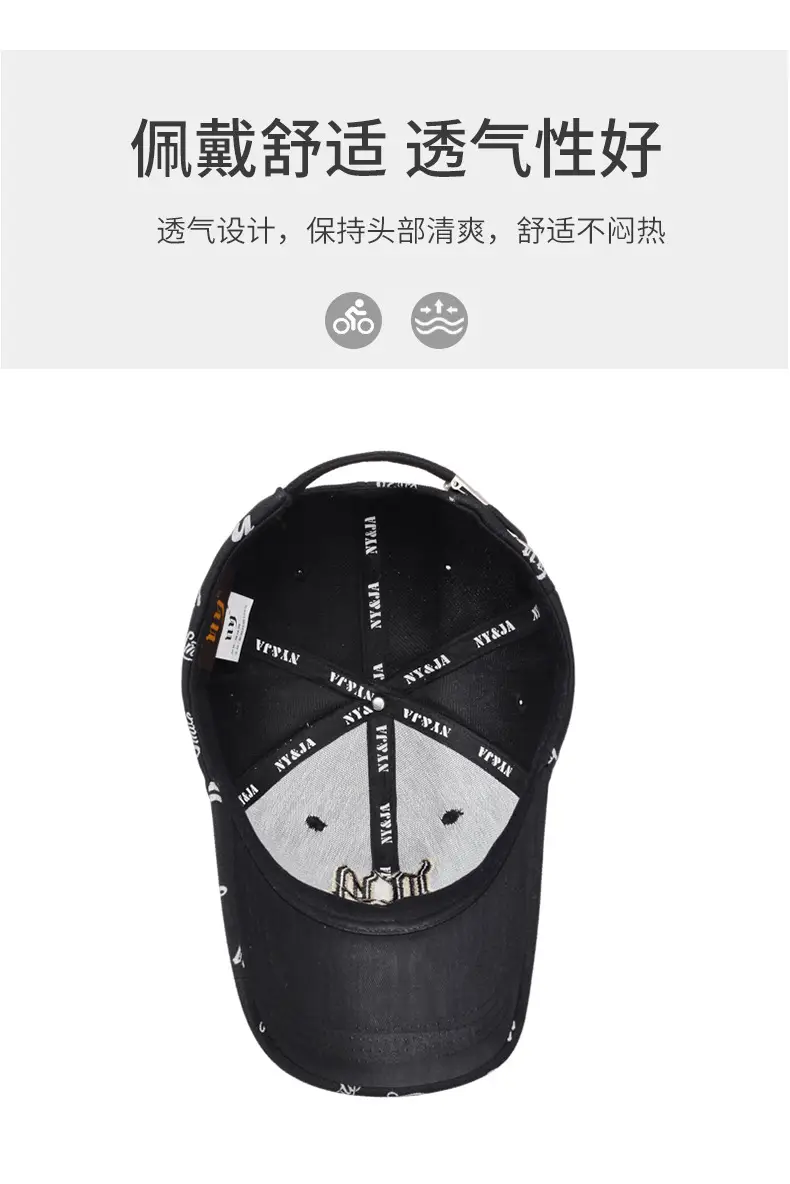Black Embroidered Baseball Cap with Full Print — feature 5