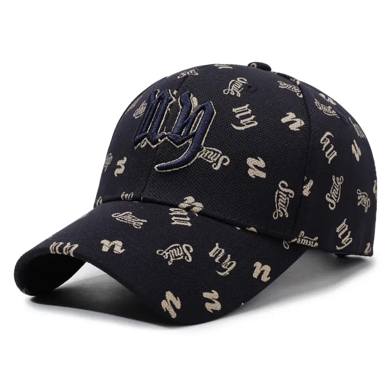 Black Embroidered Baseball Cap with Full Print - Image 3