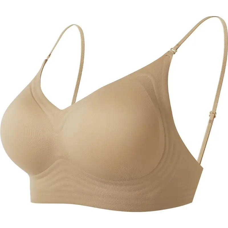 Liquid Foundation Beauty Back Bra for Women with Thin Shoulder Straps, Push-Up Small Chest, Summer U-Shaped Large Backless Invisible Seamless Halter Bra