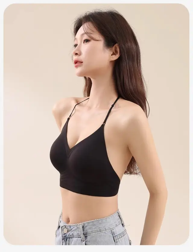 Liquid Foundation Beauty Back Bra for Women with Thin Shoulder Straps, Push-Up Small Chest, Summer U-Shaped Large Backless Invisible Seamless Halter Bra — feature 33