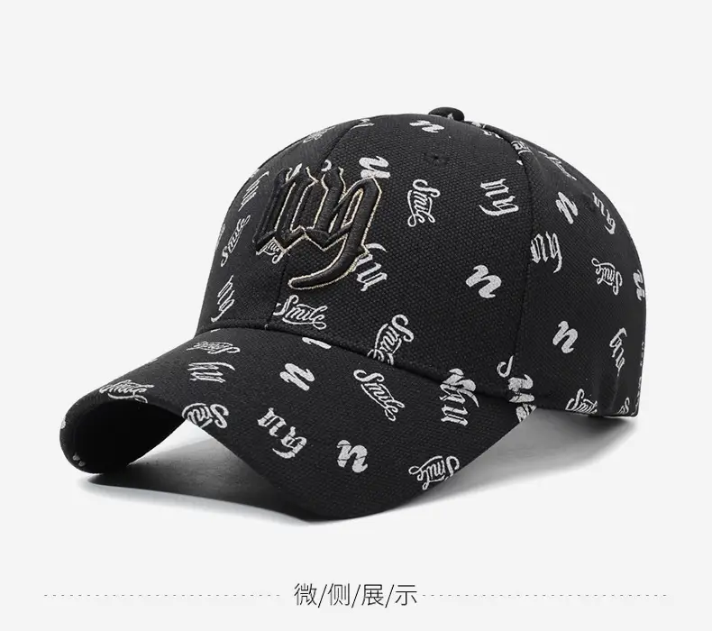 Black 3D Embroidered Baseball Cap with Full Print — feature 10