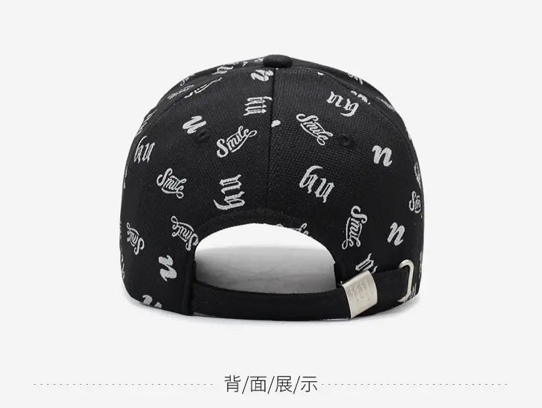Black 3D Embroidered Baseball Cap with Full Print — feature 12