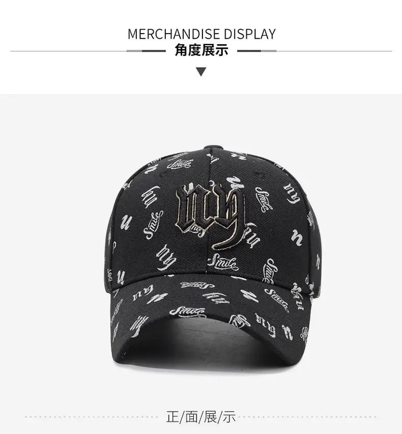 Black 3D Embroidered Baseball Cap with Full Print — feature 9