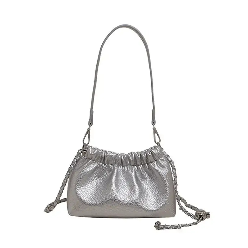 Silver Chain Bucket Bag for Women