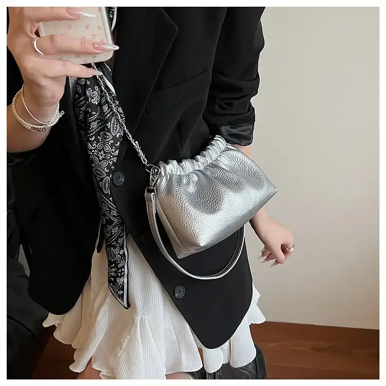 Silver Chain Bucket Bag for Women — feature 17