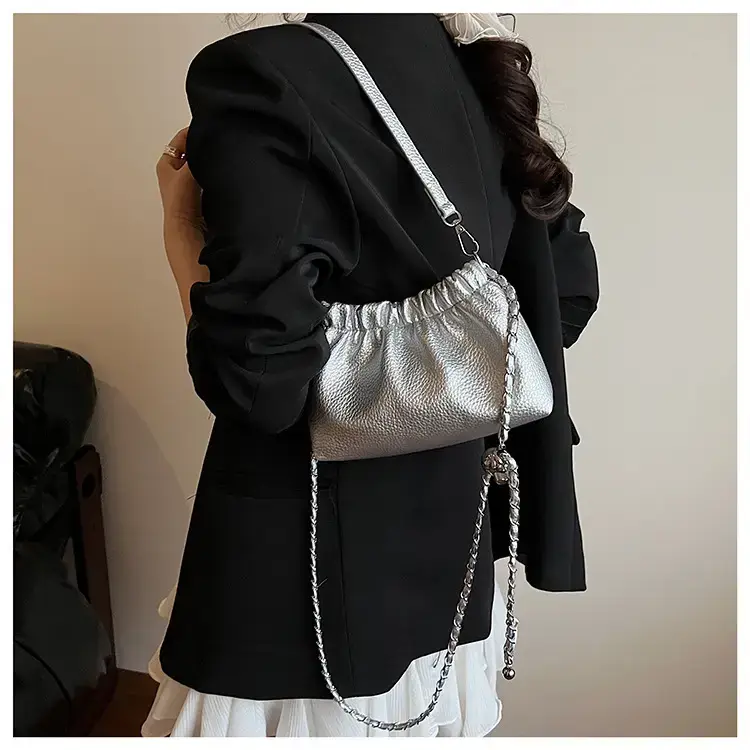 Silver Chain Bucket Bag for Women — feature 23