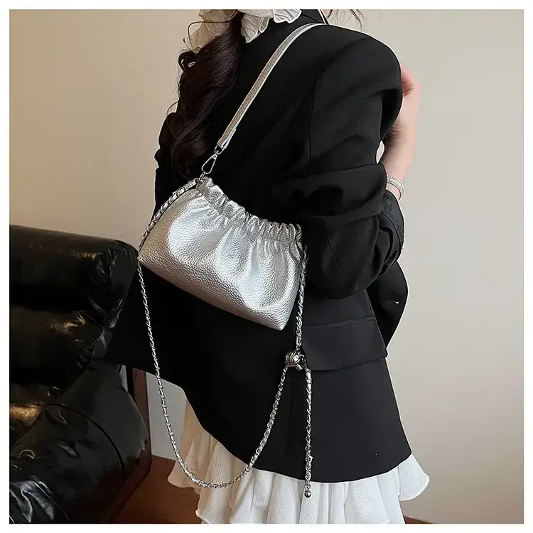 Silver Chain Bucket Bag for Women — feature 24