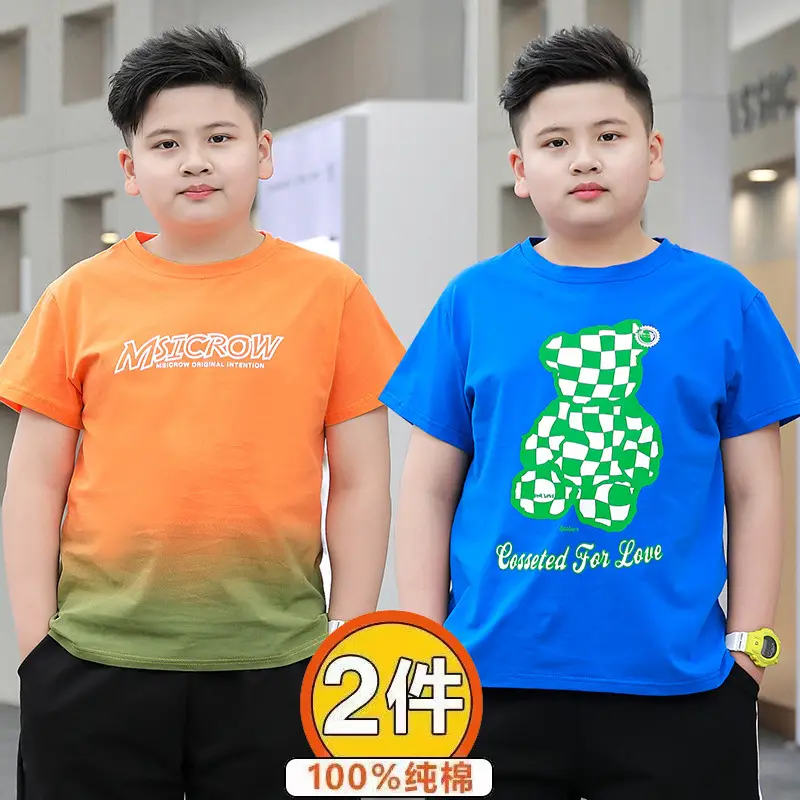 Plus-Size Gradient T-Shirt for Chubby Boys Large - Image 20