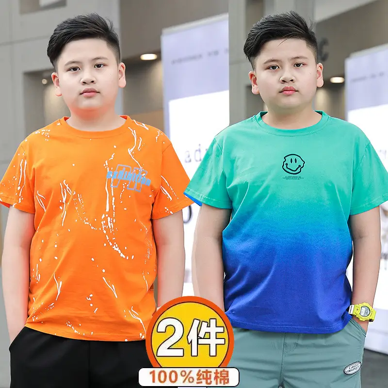 Plus-Size Gradient T-Shirt for Chubby Boys Large - Image 21