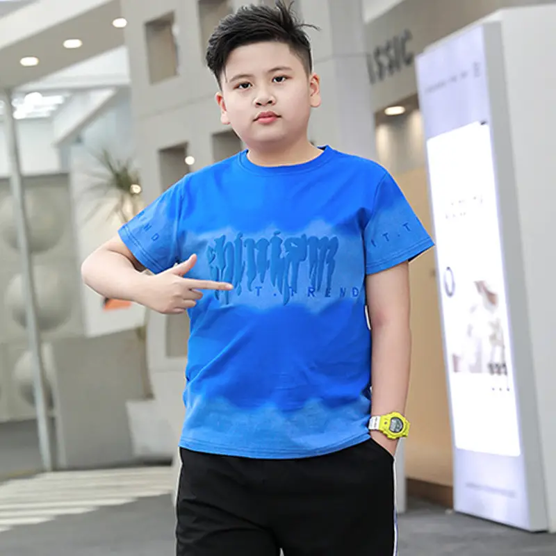 Plus-Size Gradient T-Shirt for Chubby Boys Large - Image 15