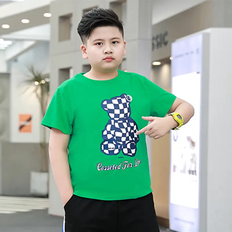 Plus-Size Gradient T-Shirt for Chubby Boys Large - Image 4