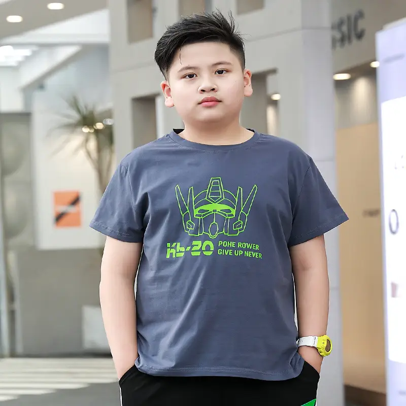 Plus-Size Gradient T-Shirt for Chubby Boys Large - Image 7
