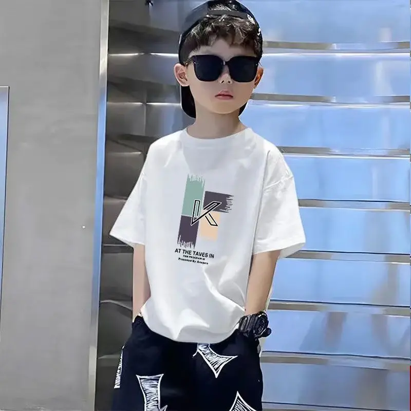 100% Cotton Kids T-Shirts Green Black Medium Large - Image 29