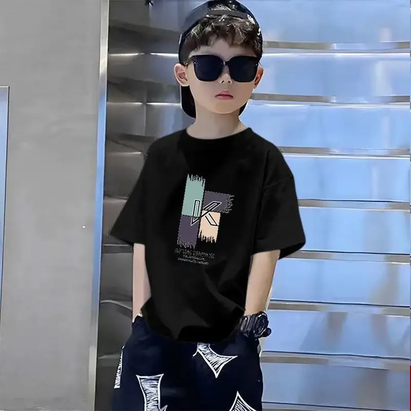 100% Cotton Kids T-Shirts Green Black Medium Large - Image 32
