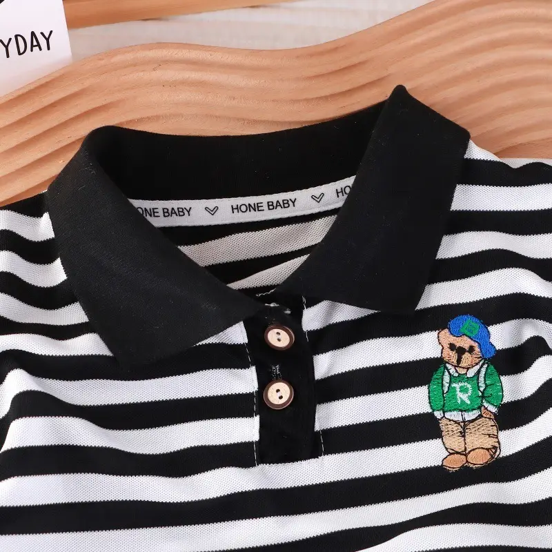 Children Striped Polo Shirt Short Sleeve Boys Girls - Image 3