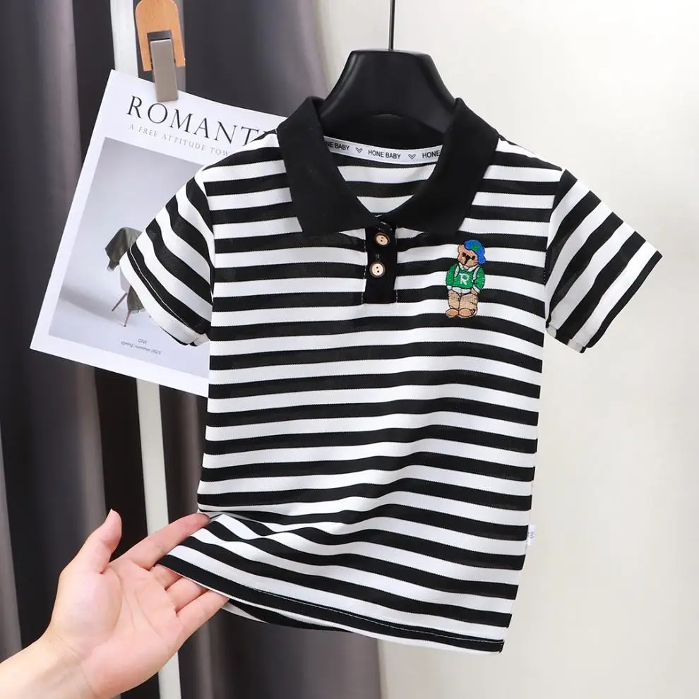 Children Striped Polo Shirt Short Sleeve Boys Girls — feature 1