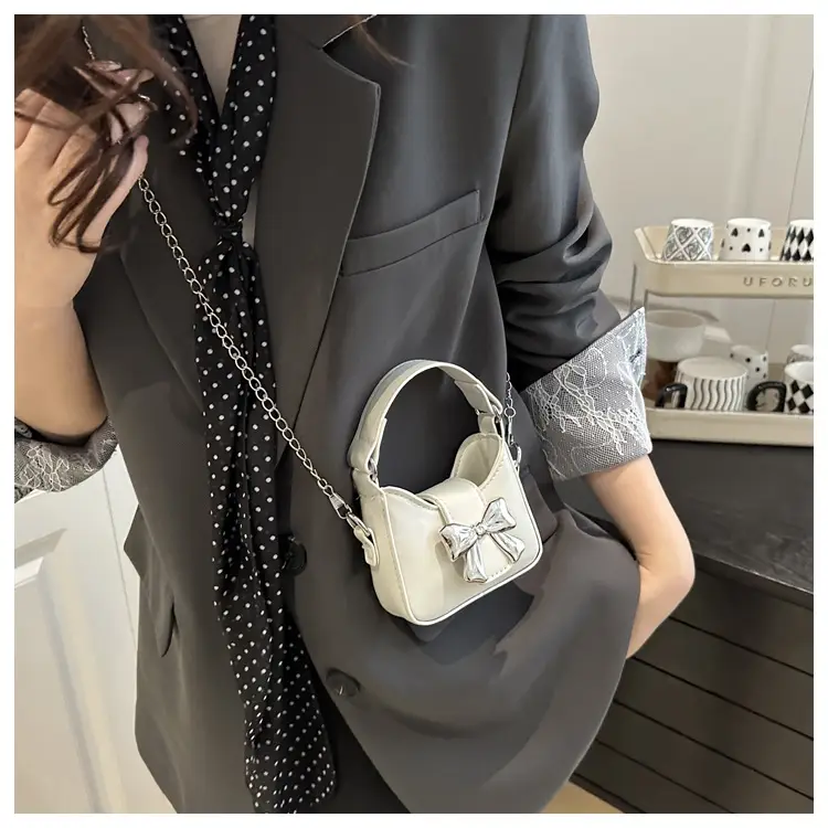 Pink Bow Shoulder Bag with Chain Strap for Women — feature 11