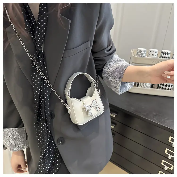 Pink Bow Shoulder Bag with Chain Strap for Women — feature 12