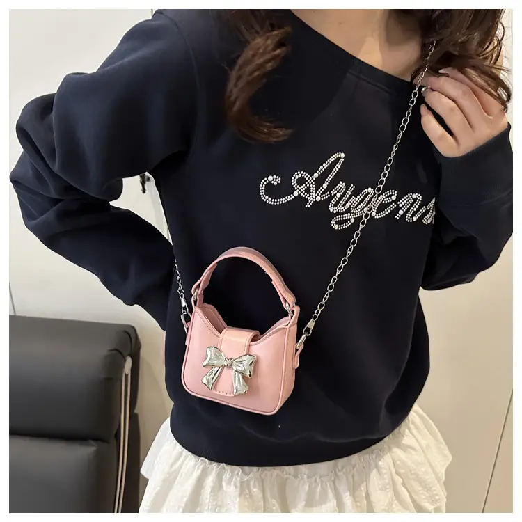 Pink Bow Shoulder Bag with Chain Strap for Women — feature 14