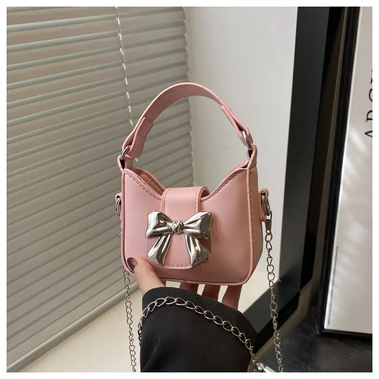 Pink Bow Shoulder Bag with Chain Strap for Women — feature 31