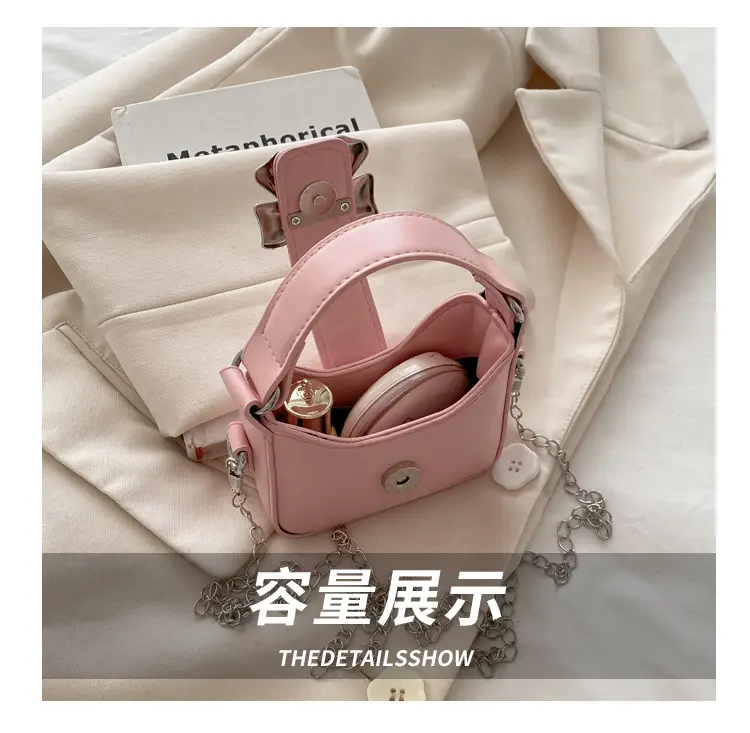 Pink Bow Shoulder Bag with Chain Strap for Women — feature 6