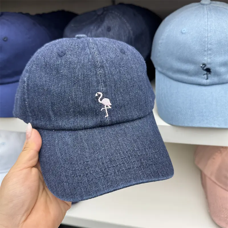 Blue Embroidered Baseball Cap for Women Men Spring Summer