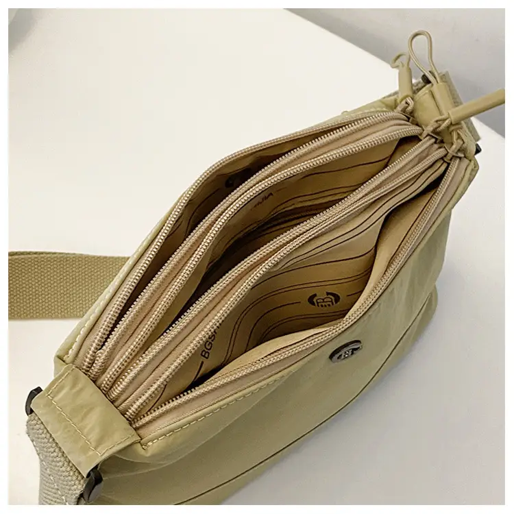 Women Crossbody Bag Beige Waterproof Nylon Multi Compartment — feature 13