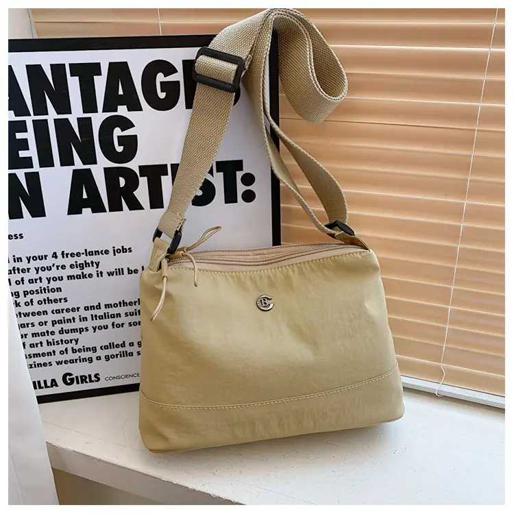 Women Crossbody Bag Beige Waterproof Nylon Multi Compartment — feature 19