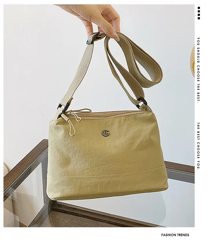 Women Crossbody Bag Beige Waterproof Nylon Multi Compartment — feature 2