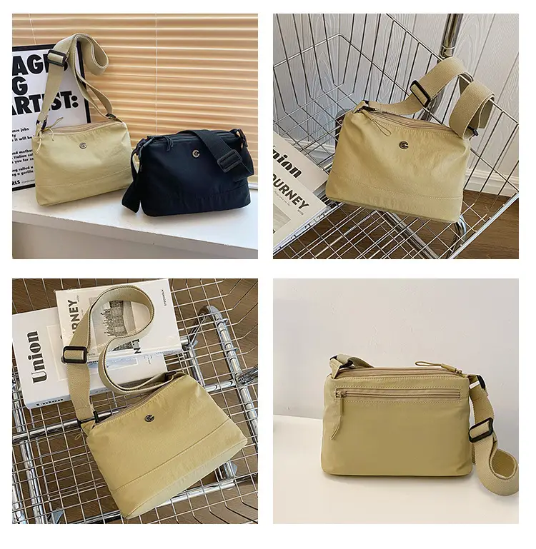 Women Crossbody Bag Beige Waterproof Nylon Multi Compartment — feature 7
