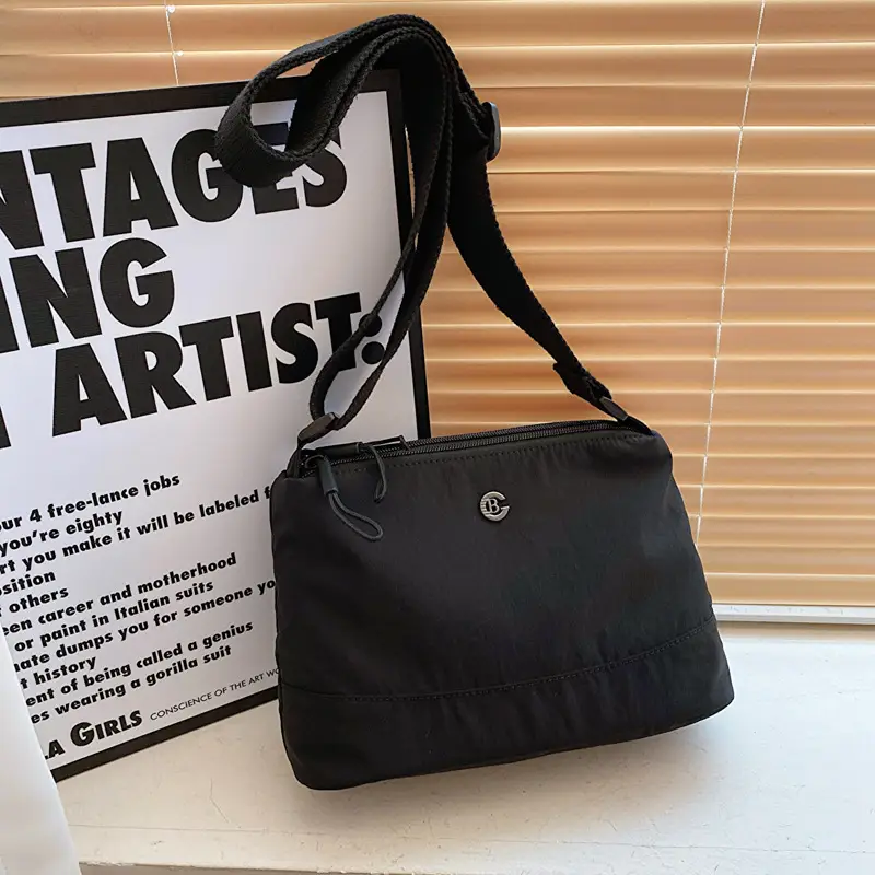 Women Crossbody Bag Beige Waterproof Nylon Multi Compartment - Image 2