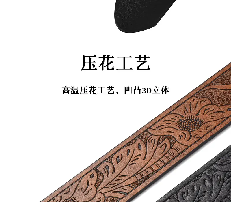 Black Cowboy Belt with Gold Skull Buckle 3.8cm — feature 5