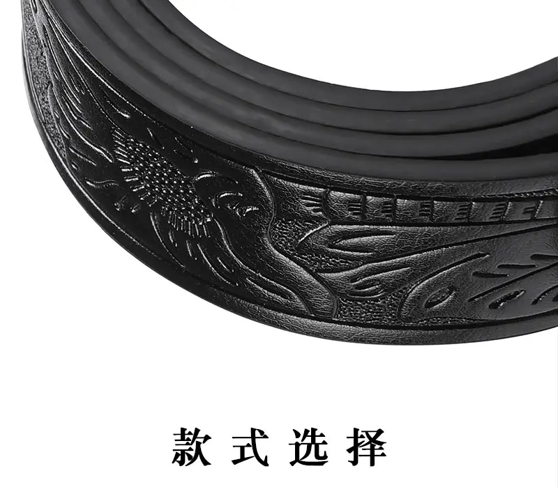 Black Cowboy Belt with Gold Skull Buckle 3.8cm — feature 8
