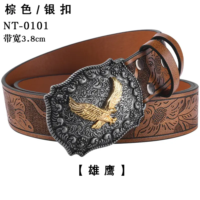 Black Cowboy Belt with Gold Skull Buckle 3.8cm - Image 16