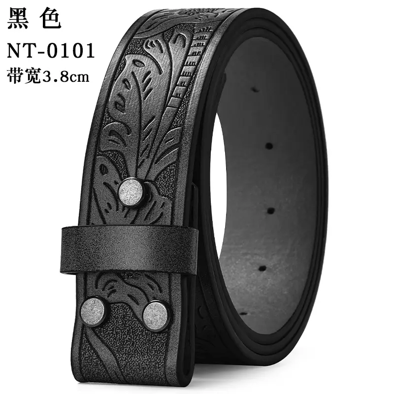 Black Cowboy Belt with Gold Skull Buckle 3.8cm - Image 25