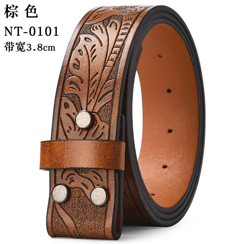 Black Cowboy Belt with Gold Skull Buckle 3.8cm - Image 26