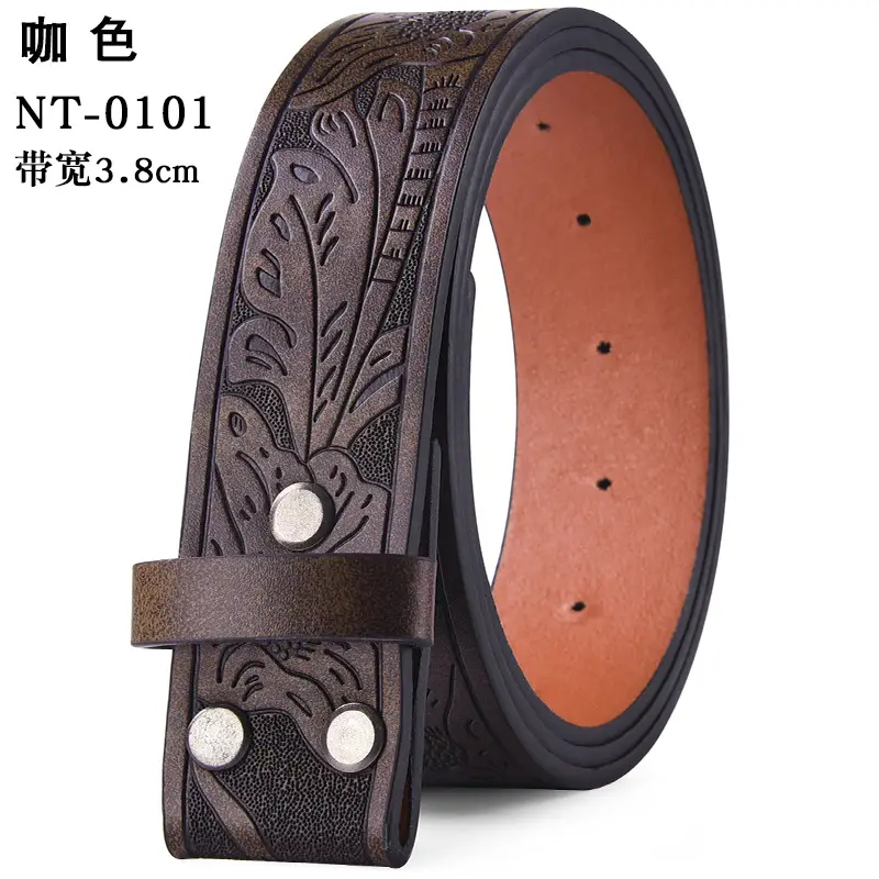 Black Cowboy Belt with Gold Skull Buckle 3.8cm - Image 27