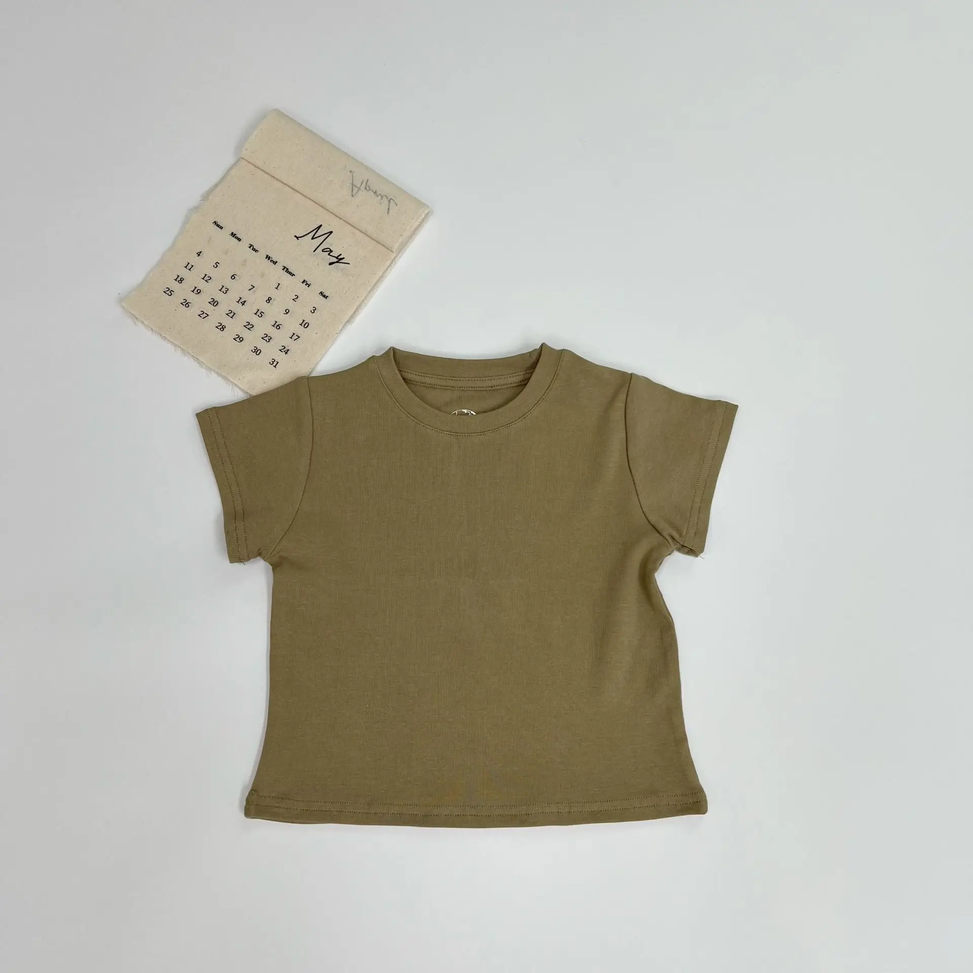 2025 Kids T-Shirt Set Korean Style Short Sleeve Brown Green — feature 8