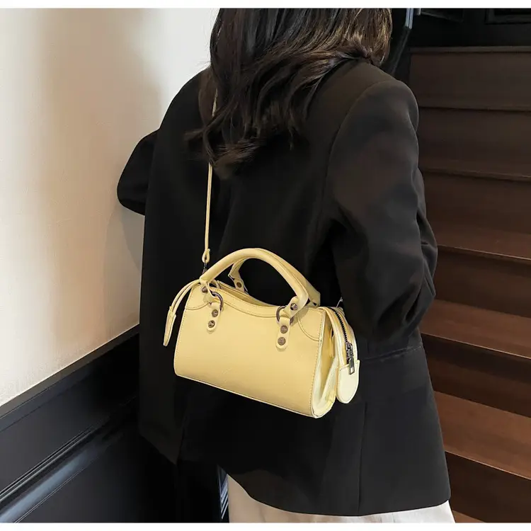 Women's Cream White Square Handbag with Metal Clasp — feature 27