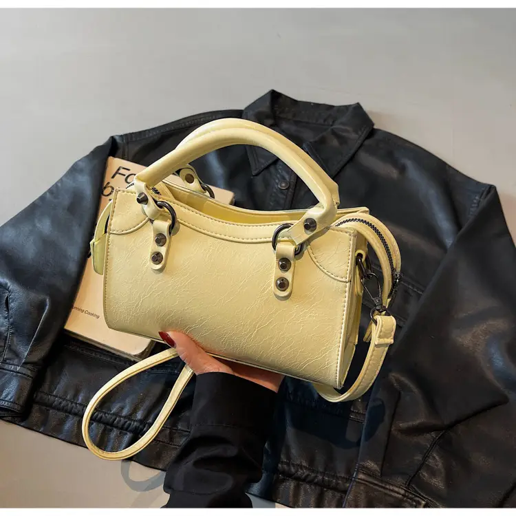 Women's Cream White Square Handbag with Metal Clasp — feature 32