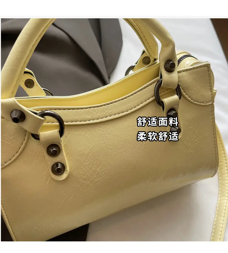 Women's Cream White Square Handbag with Metal Clasp — feature 5