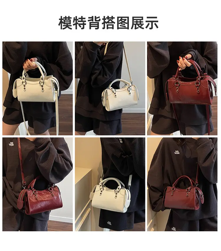 Women's Cream White Square Handbag with Metal Clasp — feature 7