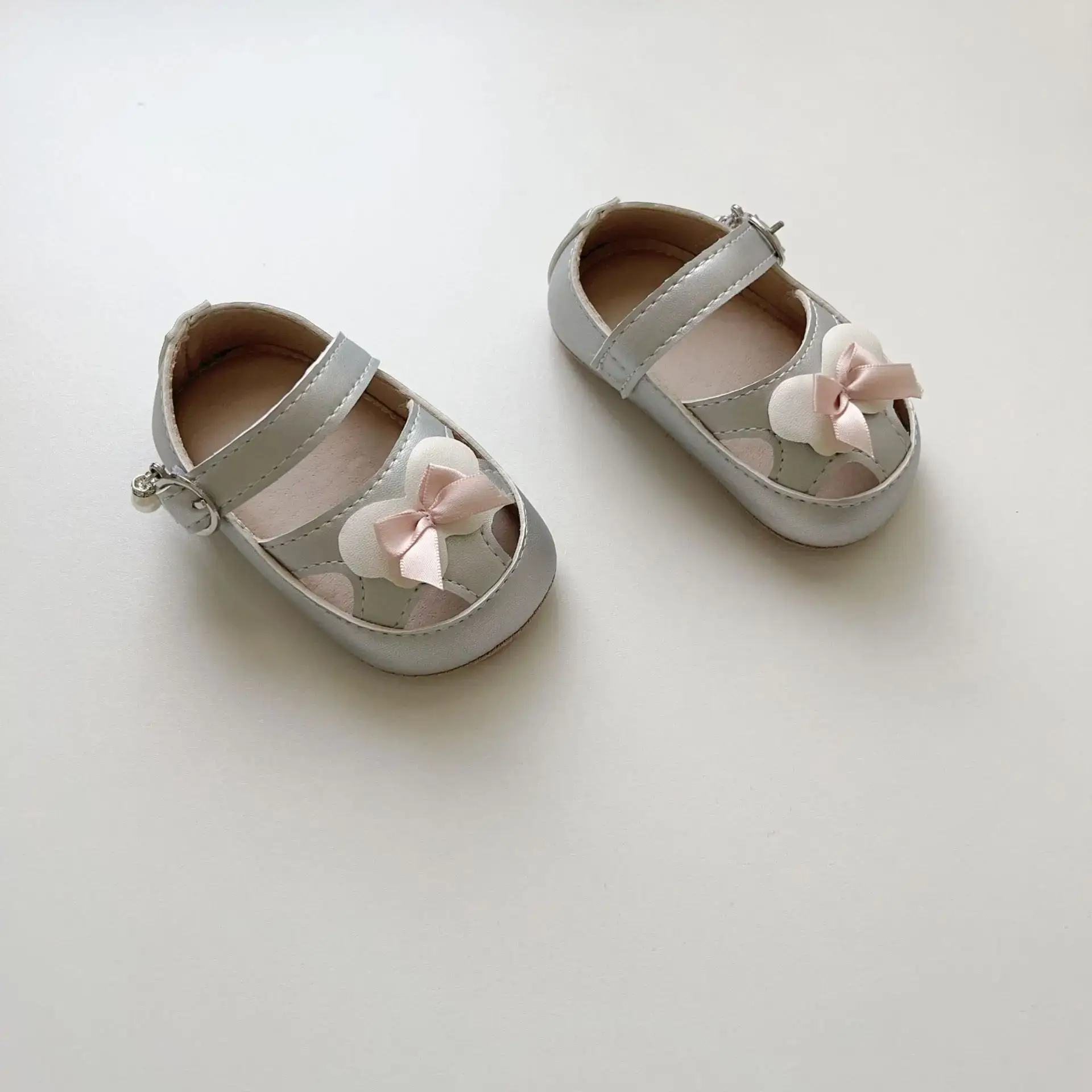 Baby Princess Shoes Silver Bow Sole 6-18M