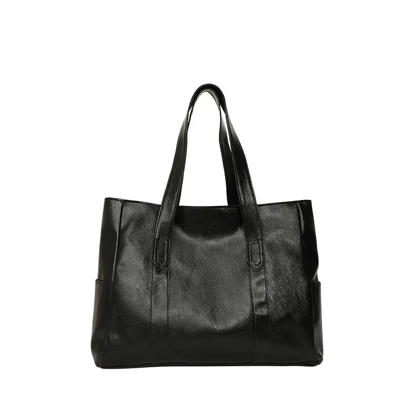 Korean Style Soft Leather Tote Bag Large Capacity Brown - Image 11