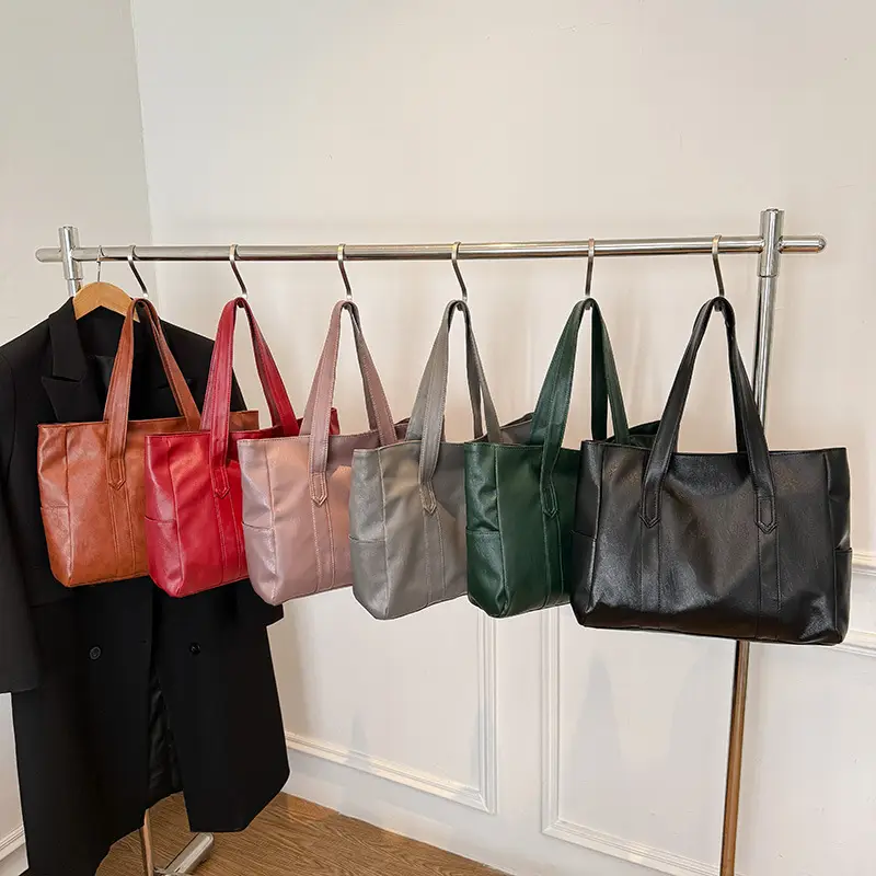 Korean Style Soft Leather Tote Bag Large Capacity Brown — feature 24