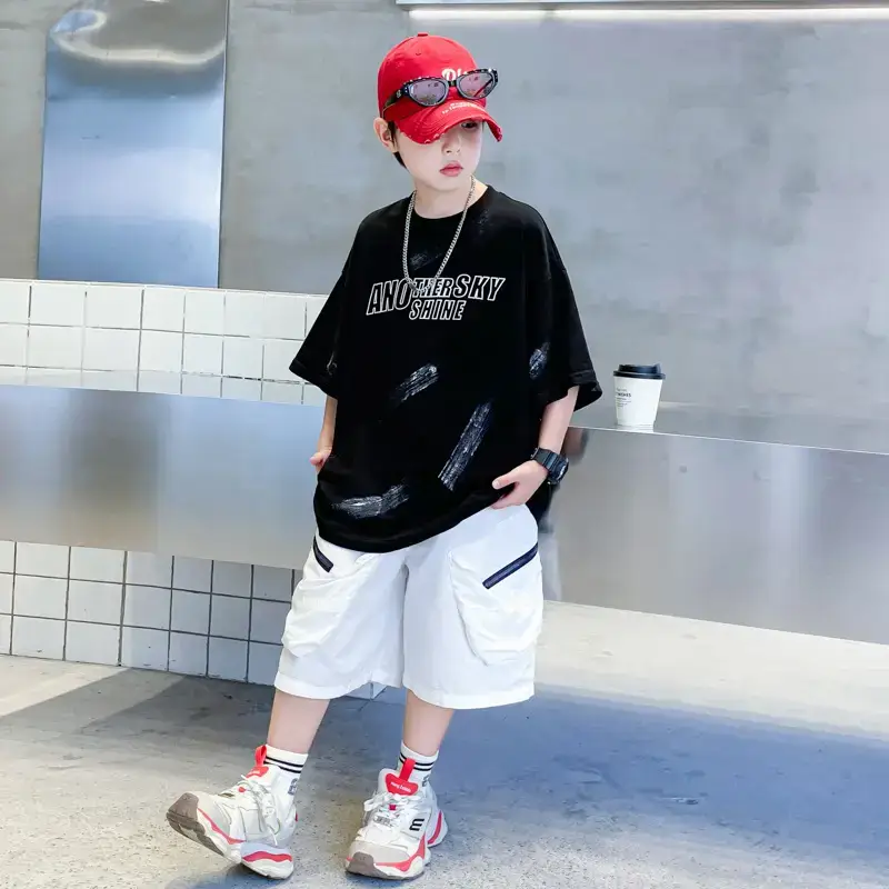Boys Black Cotton Loose T-Shirt 2026 Summer - Image 5