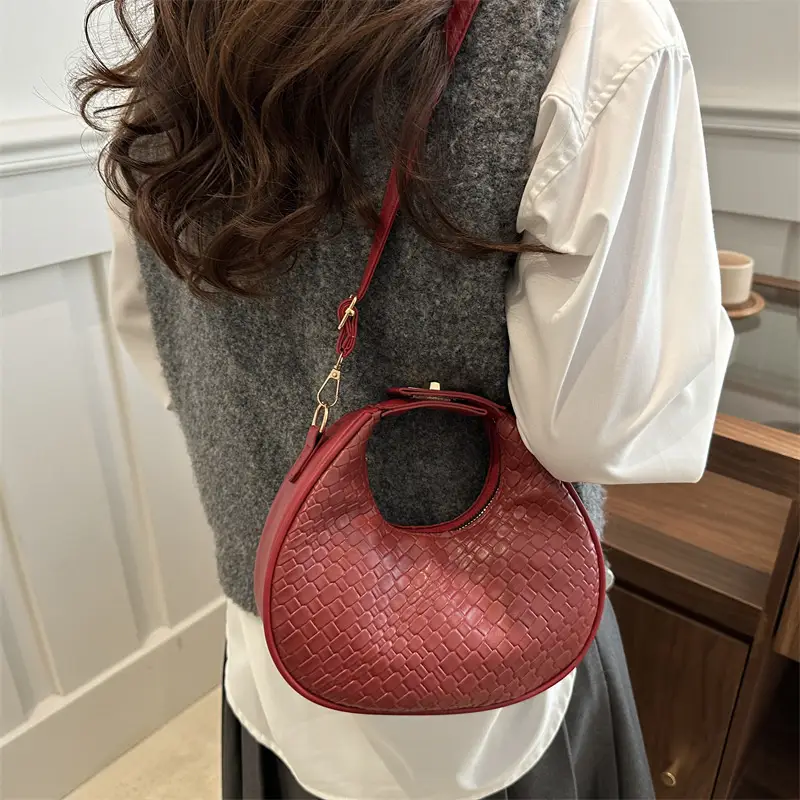 Crescent Bag for Women Brown Leather Shoulder Crossbody - Image 9